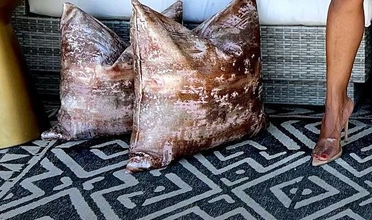 Blush metallic patina pillows