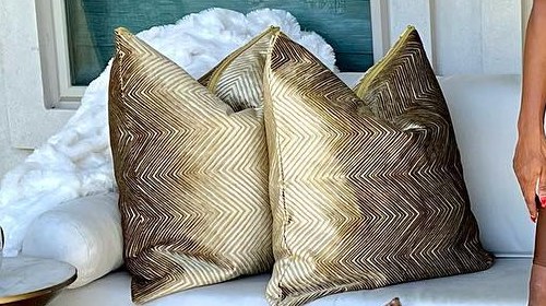Gold chevron pillows