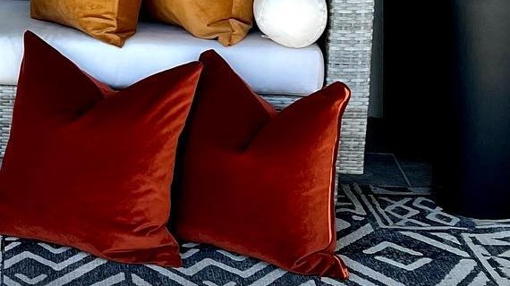 Rust velvet pillows
