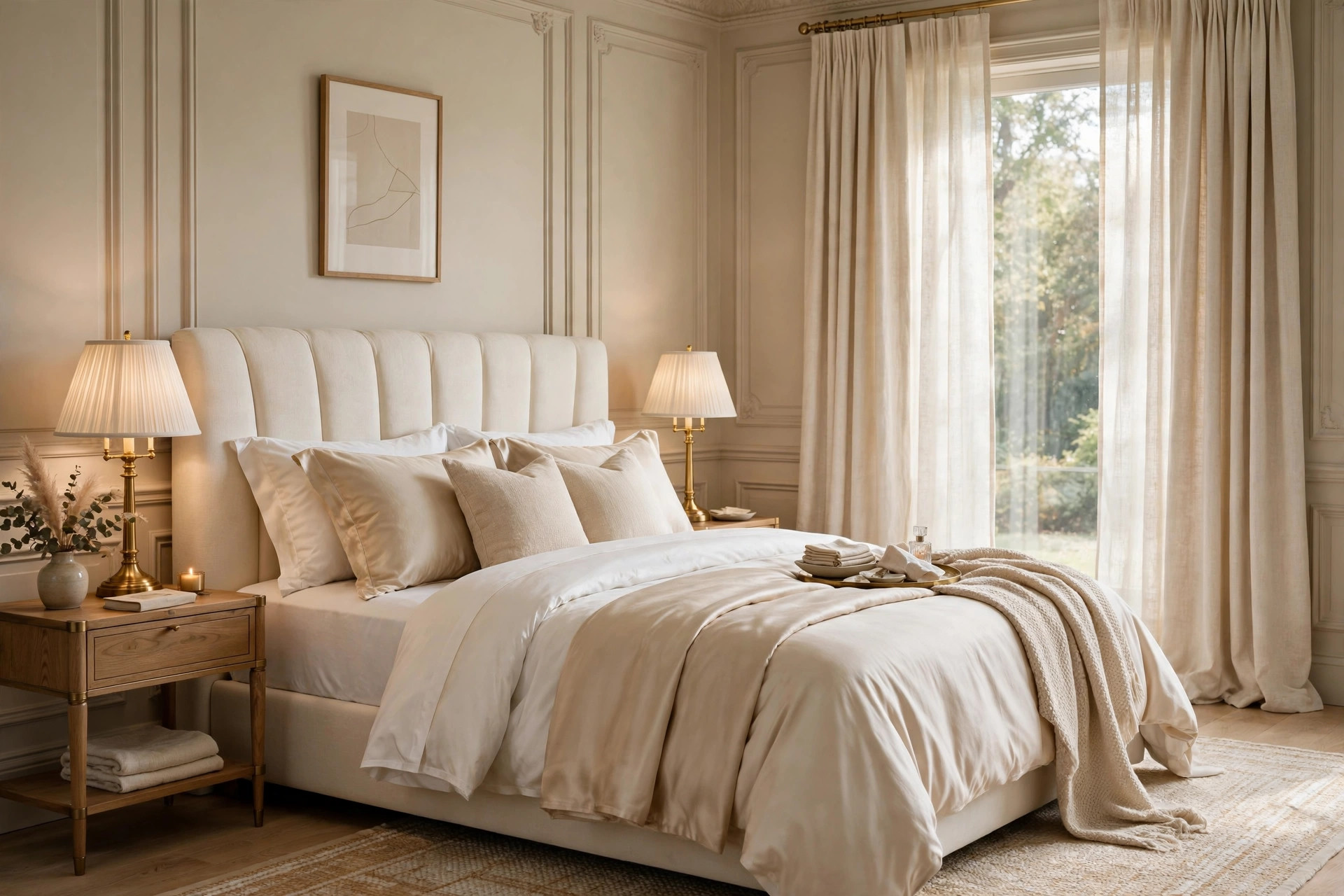 Serene luxury bedroom designed by Lubin Akala Design